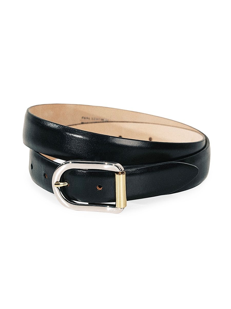 Women's Mija Leather Belt - Black Mixed Metal - Size XL
