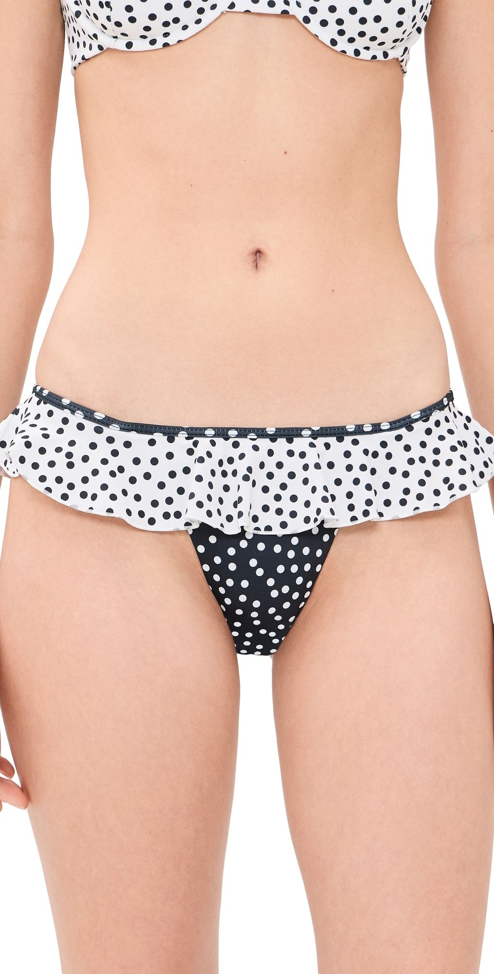 Leslie Amon Cynthia Polka Bikini Bottoms Black and White Polka Dot M