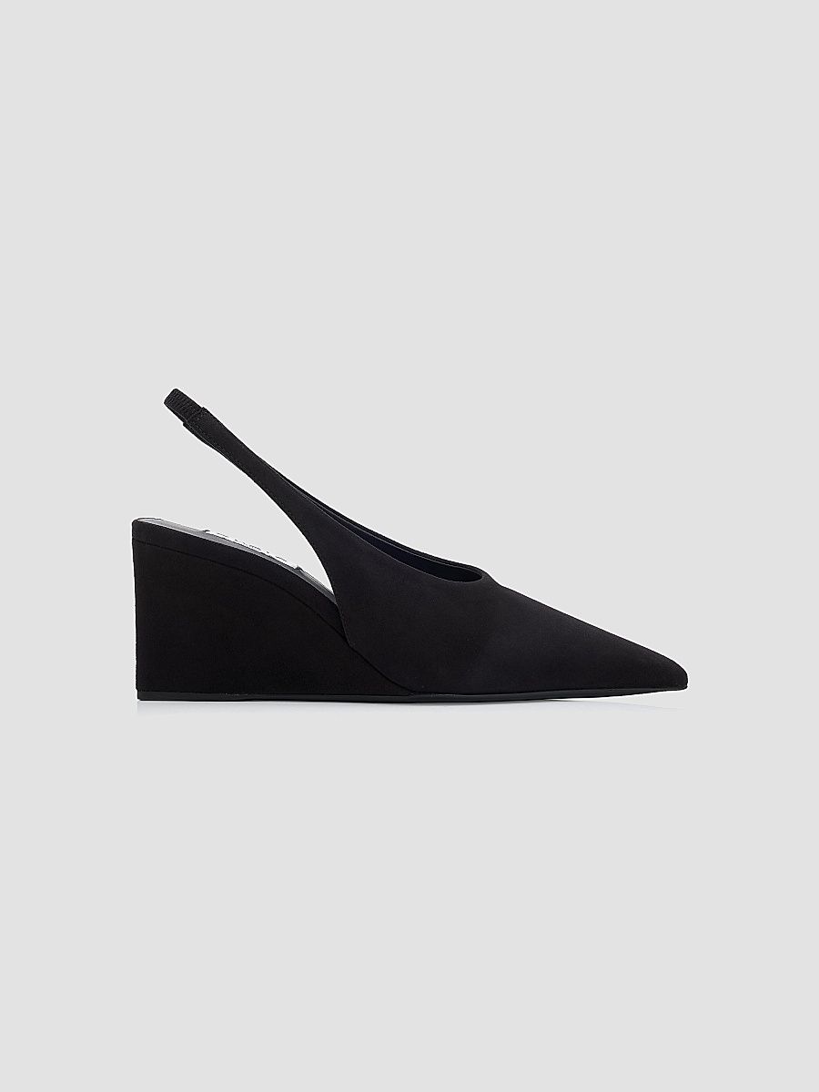 ALAÏA Women's 75MM Suede Slingback Wedge Mules - Noir - Size 12