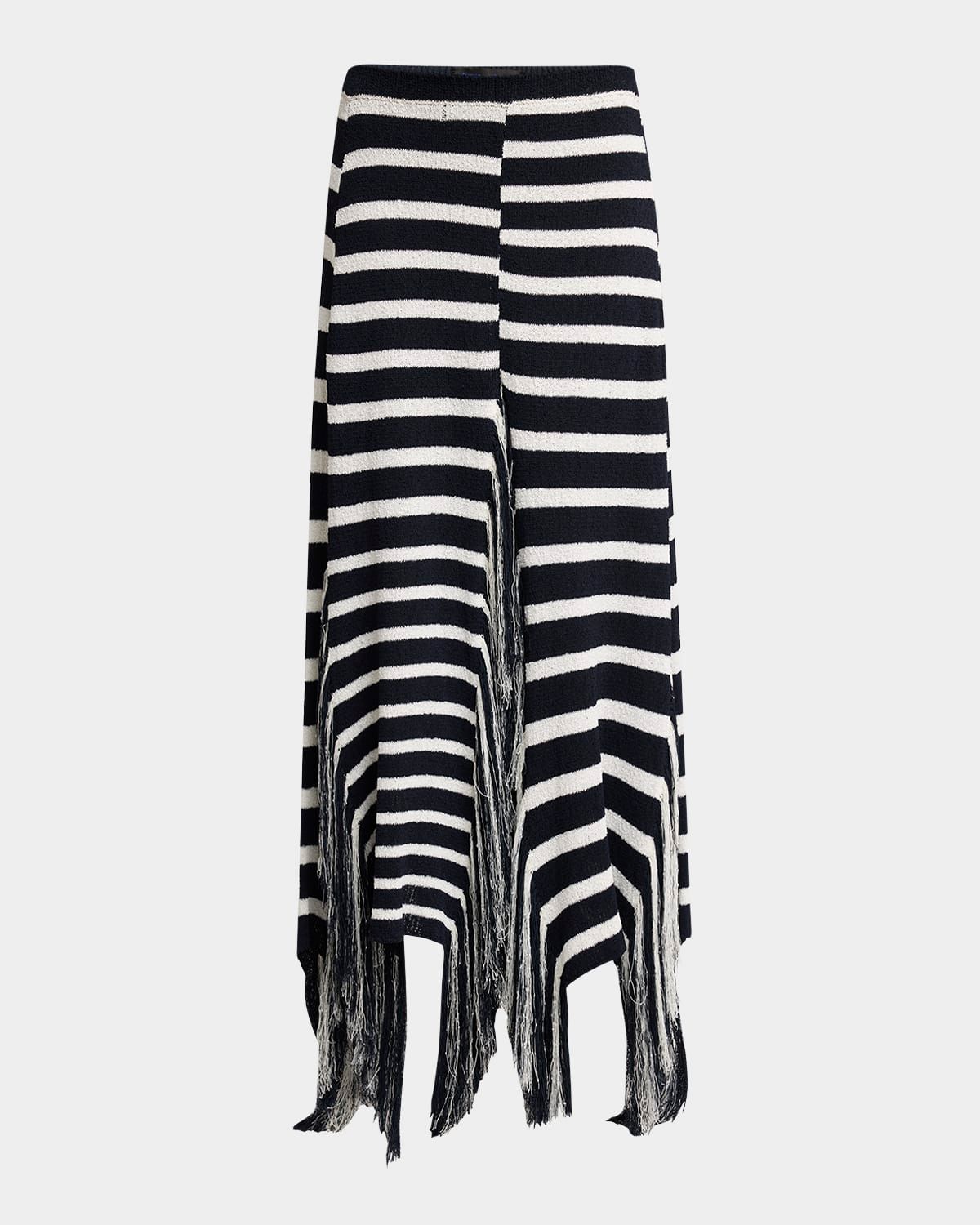 Yves Striped Fringe Knit Maxi Skirt
