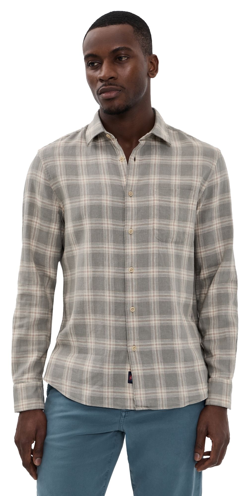 Faherty Hunting Island Shirt Shore Sage Plaid S