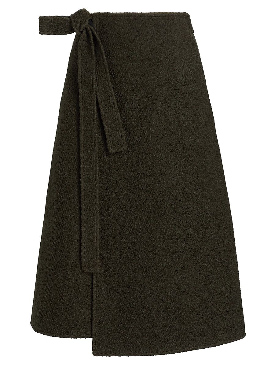 Women's Bodhi Bouclé Twill Wrap Skirt - Wood - Size 10