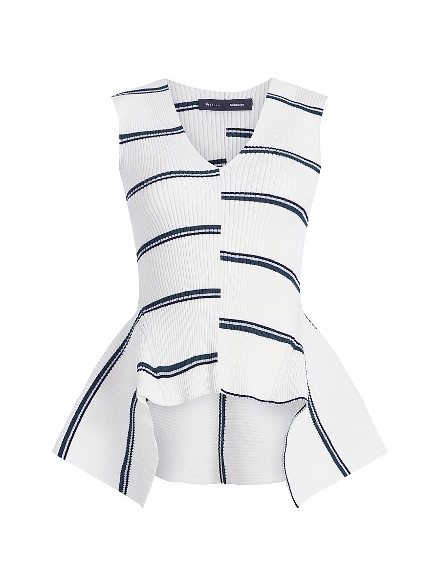 Women's Eugenie Top In Rib Knit - White Multi - Size XS