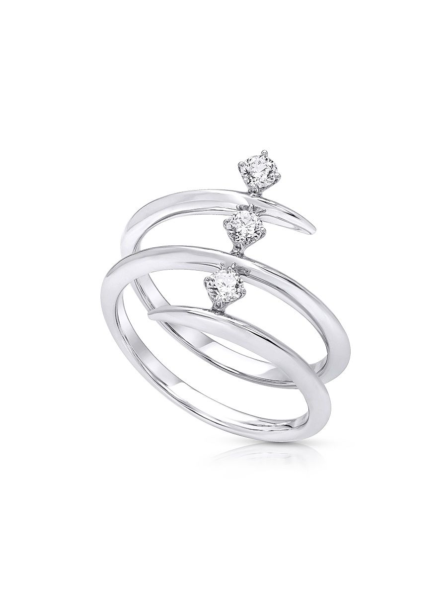 Women's 18K White Gold & 0.33 TCW Diamond Spiral Ring - White Gold - Size 7