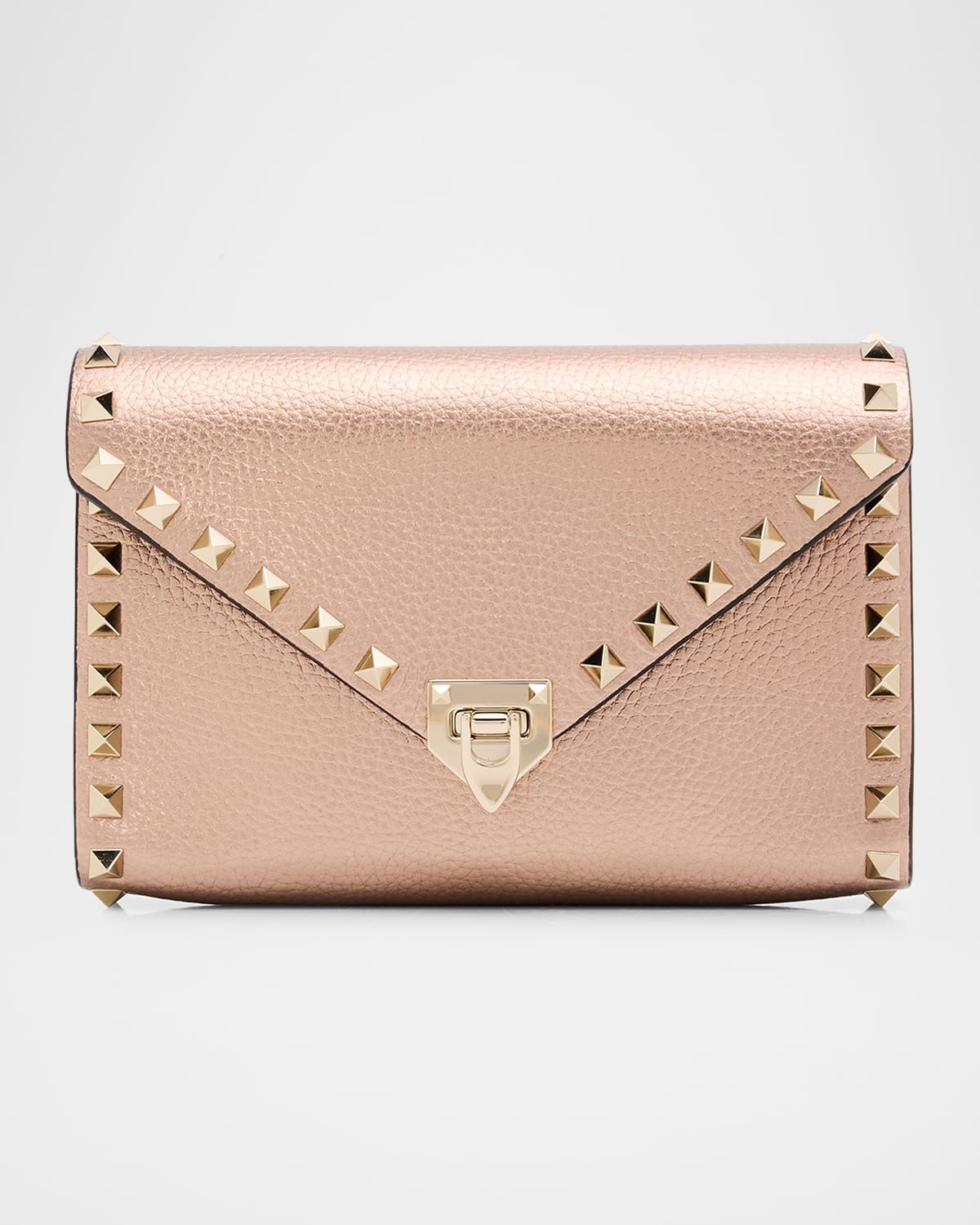 Rockstud Metallic Calfskin Leather Mini Clutch Bag