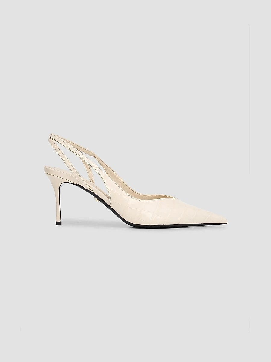 FERRAGAMO Women's Dafne 70MM Croc-Embossed Slingback Pumps - Mascarpone - Size 11