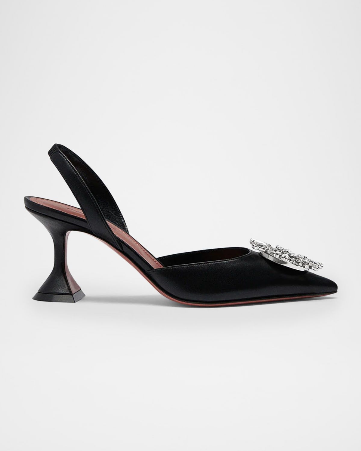 70mm Begum Leather Crystal Slingback Pumps