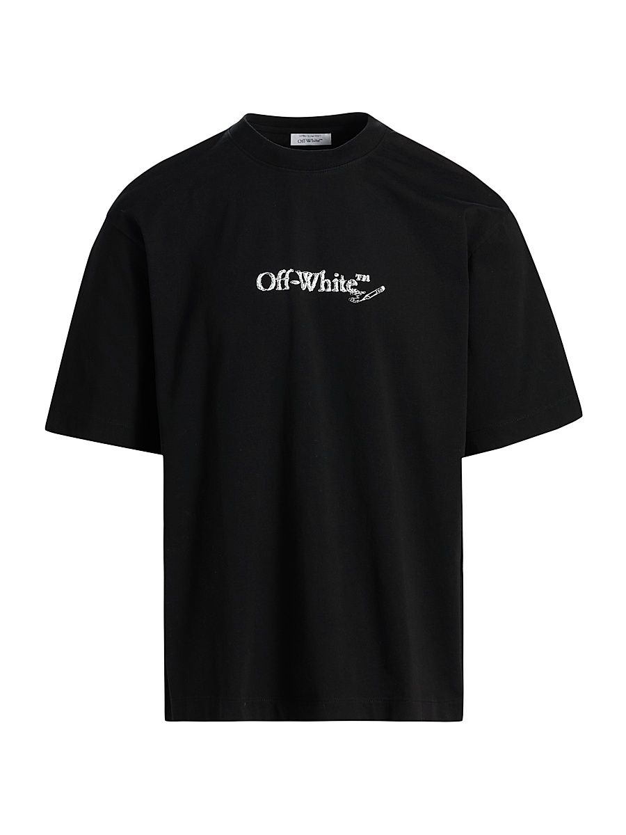 Men's Scribble Arr Skate Logo Cotton T-Shirt - Black White - Size XL