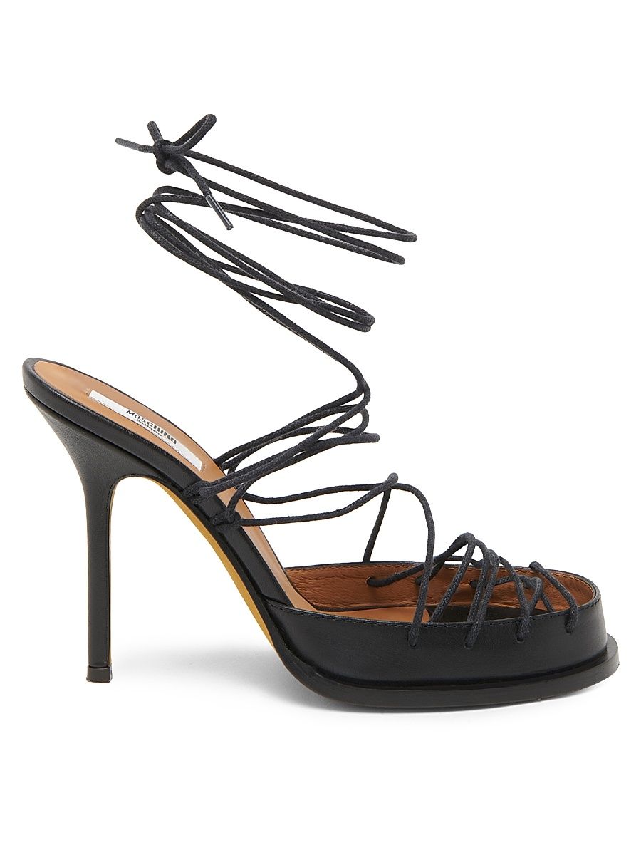 Women's 105MM Strappy Leather Sandals - Black - Size 11