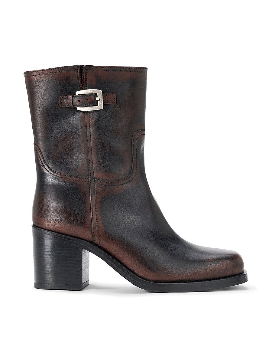 Women's Brooklyn 75MM Leather Ankle Boots - Espresso Distressed - Size 6