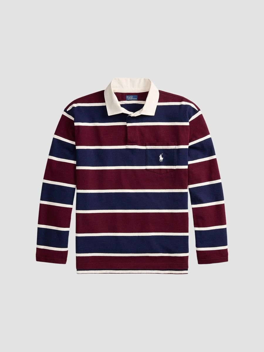 Polo Ralph Lauren Women's Vintage Rugby Long-Sleeve Polo Shirt - Harvard Wine Multi - Size XS