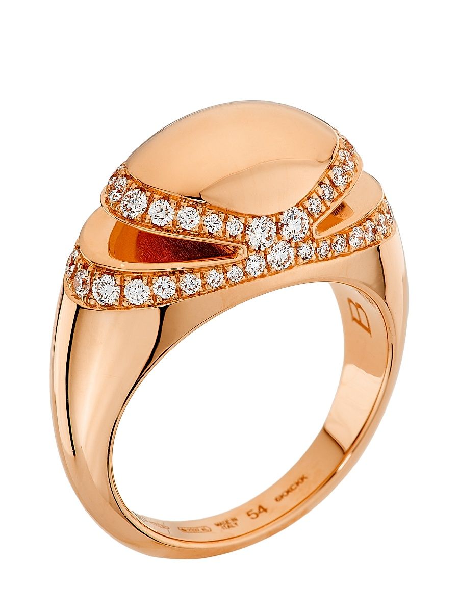 Women's Cabochon 18K Rose Gold & 0.56 TCW Diamond Ring - Pink Gold - Size 6.25