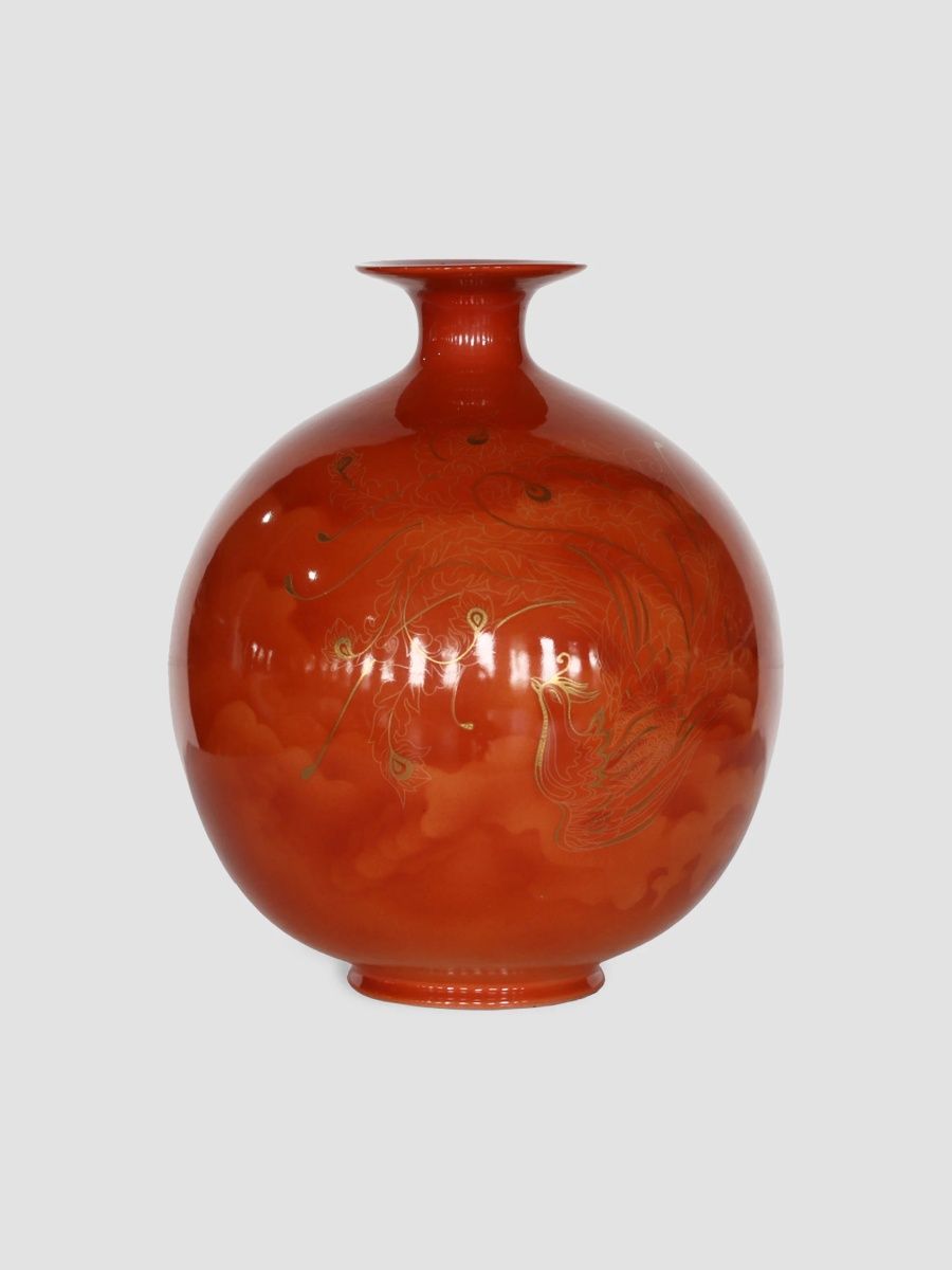 Winward Home Newness Phoenix Porcelain Bottle Vase - Orange