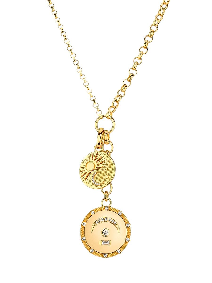 Women's Internal Compass Balance & Pause 18K Yellow Gold & 0.24 TCW Diamond Medallion Necklace - Yellow Gold
