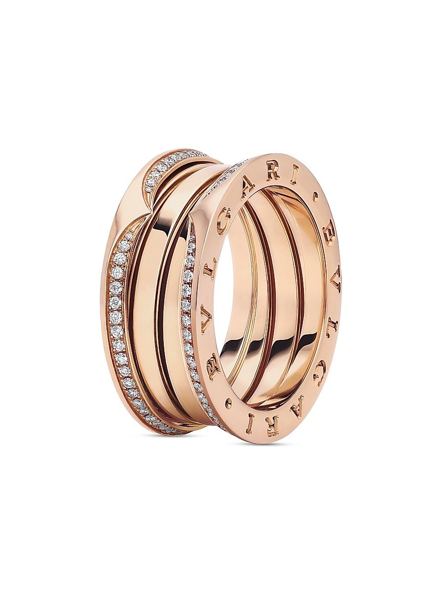 Women's B. zero1 18K Rose Gold & 0.43 TCW Diamond 3-Band Ring - Pink Gold - Size 6.5