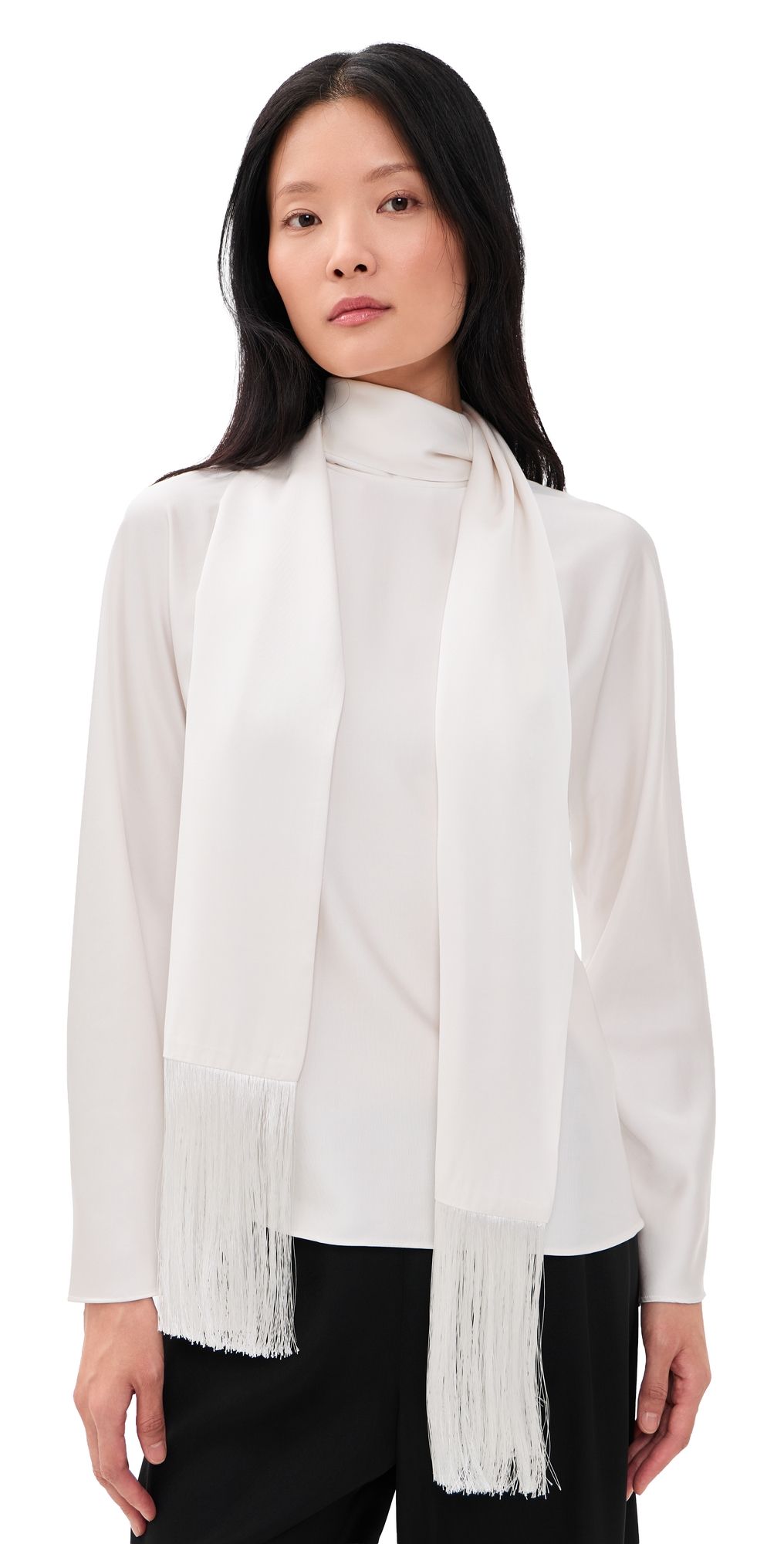 ALIGNE Leona Scarf Satin Top White 12