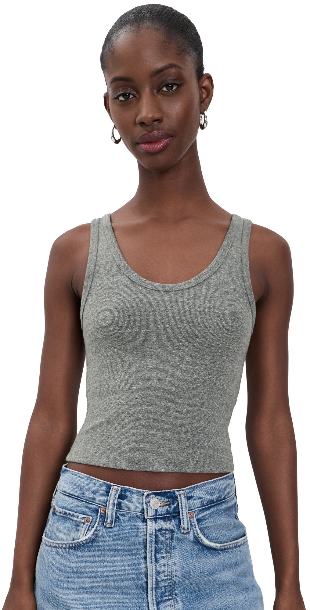 perfectwhitetee Blondie Rib Bra Friendly Tank Dark Heather Grey L