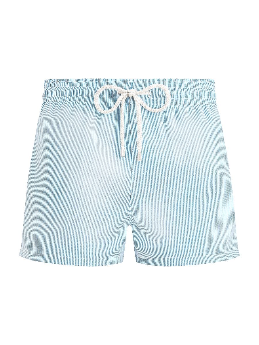 Men's Micro-Striped Swim Shorts - Topaze Bleue - Size XXL