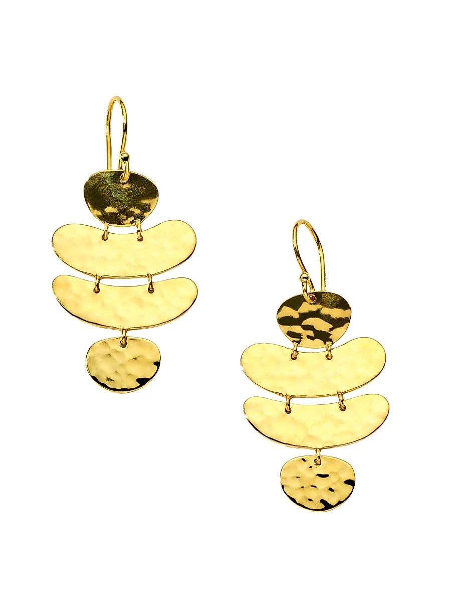 Women's Classico Crinkle Organic 18K Yellow Gold Four-Tier Drop Earrings - Yellow Gold
