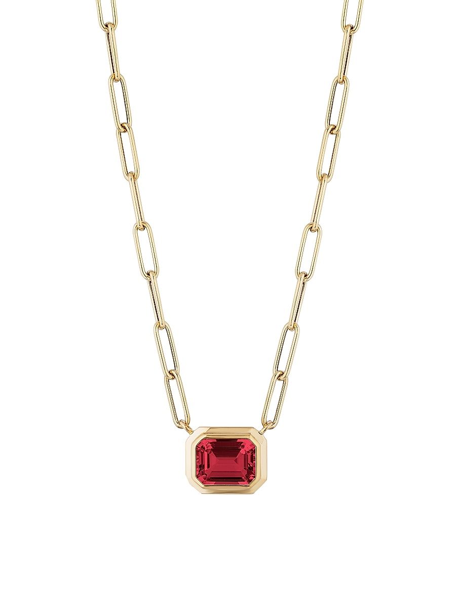Women's Manhattan 18K Gold & Garnet Pendant Necklace - Red