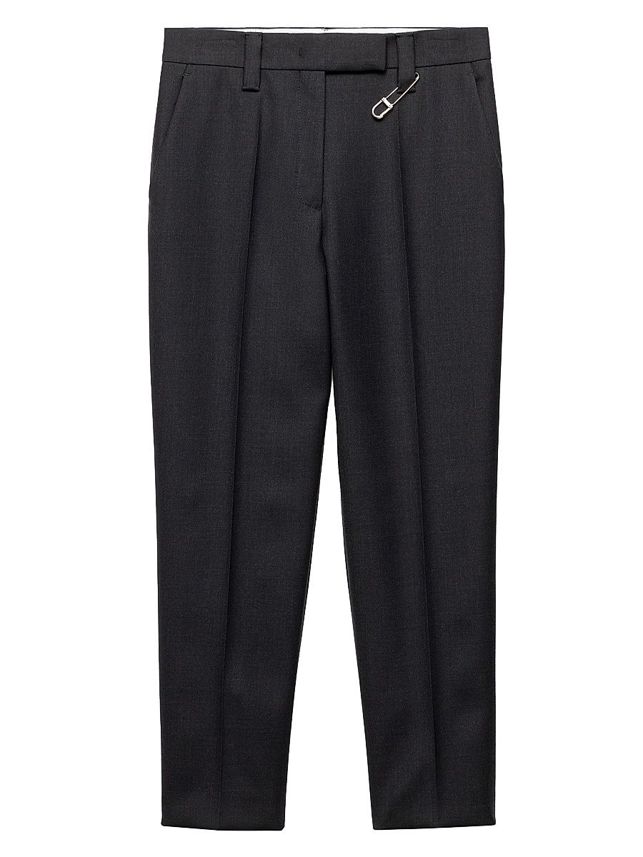 Women's Wool Gabardine Pants with Pin - Grey - Size 10