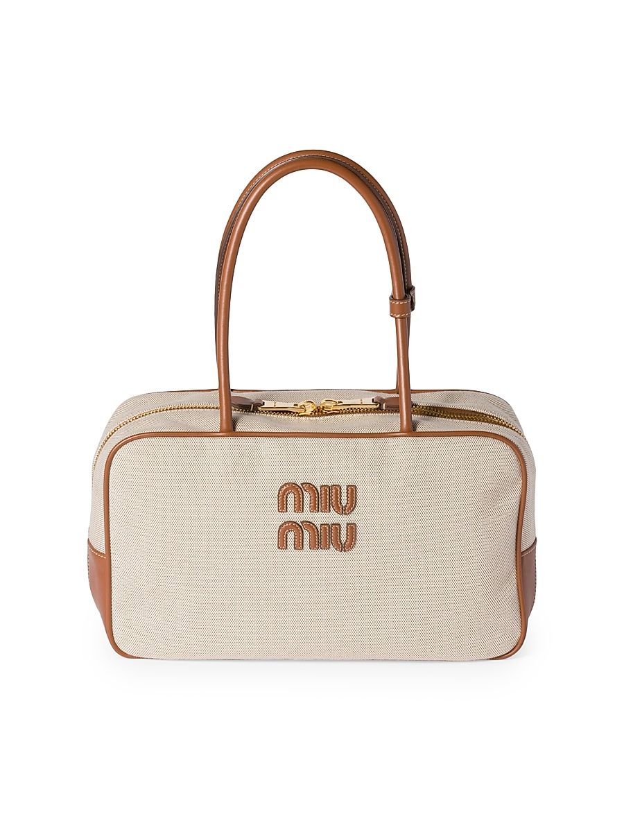 Women's Beau Canvas and Leather Top Handle Bag - Beige Khaki