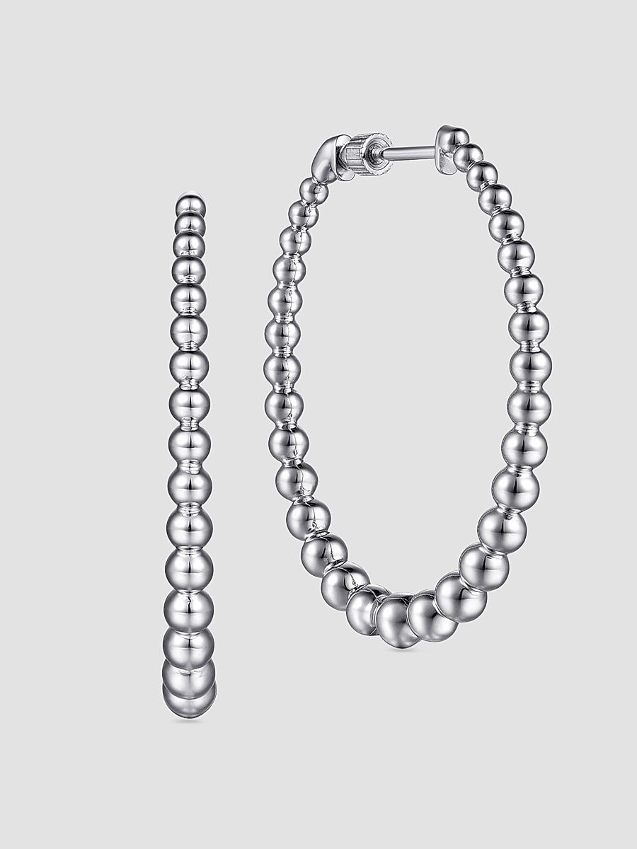 Gabriel & Co Women's Bujukan Sterling Silver Beaded Hoop Earrings/40MM - Sterling Silver