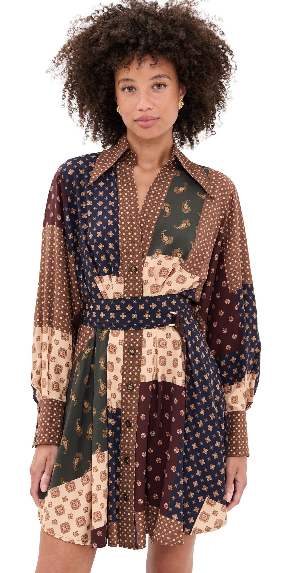 Zimmermann Tuck Mini Dress Geo Patch Print 0