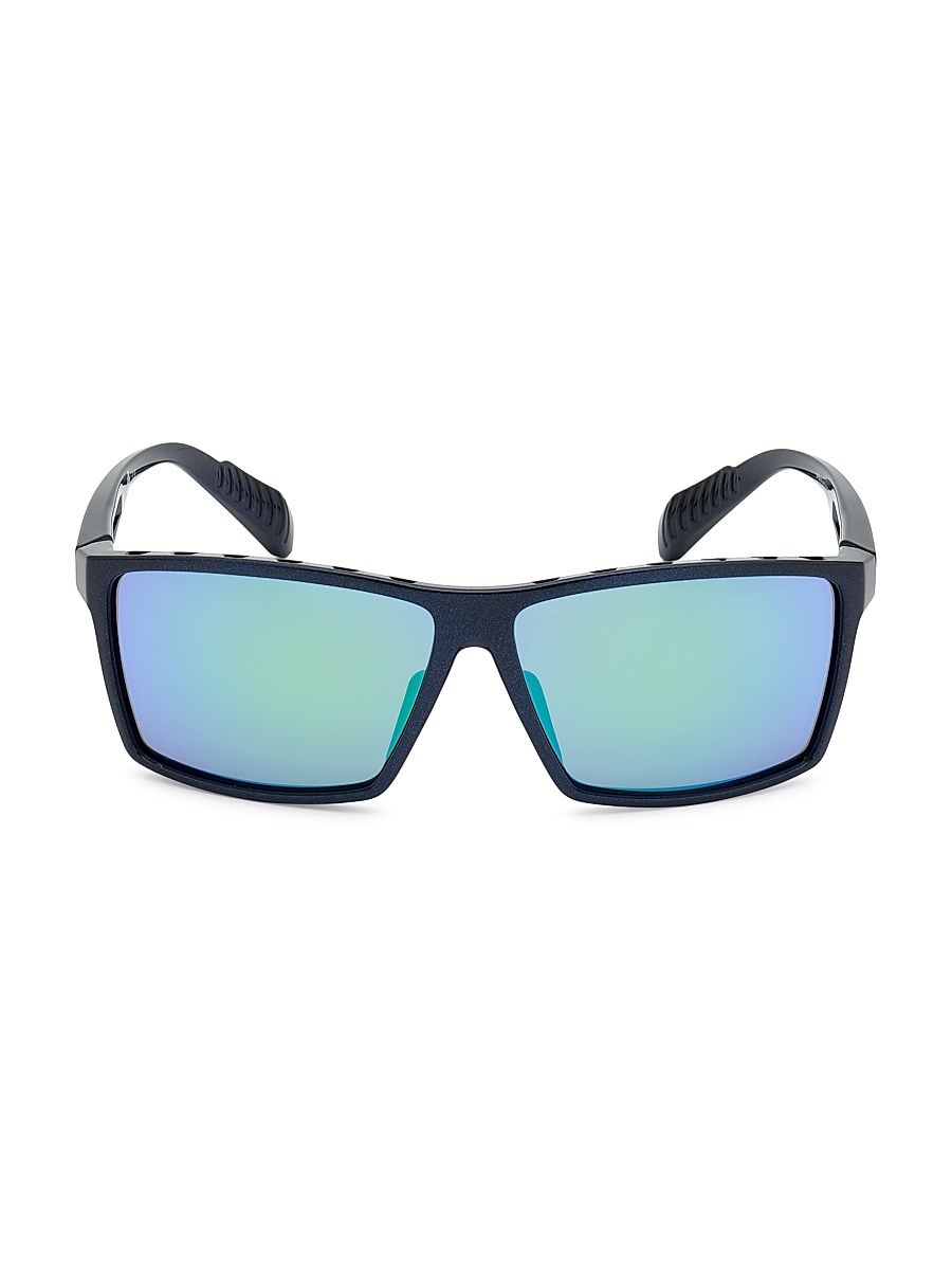 Men's 63MM Square Injected Sunglasses - Matte Blue Green Mirror