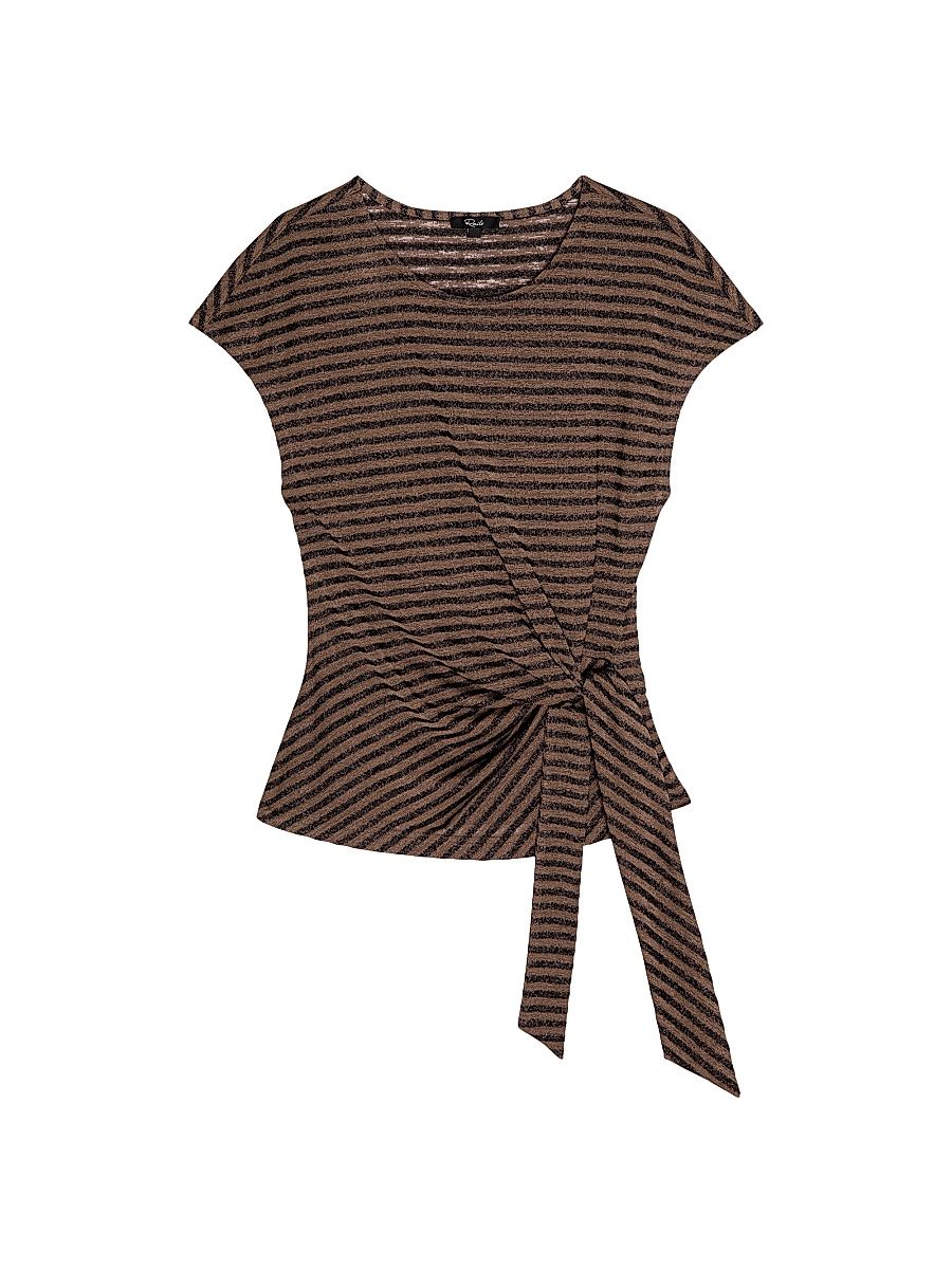 Women's Gabbie Striped Knit Top - Onyx Cocoa Stripe - Size Large