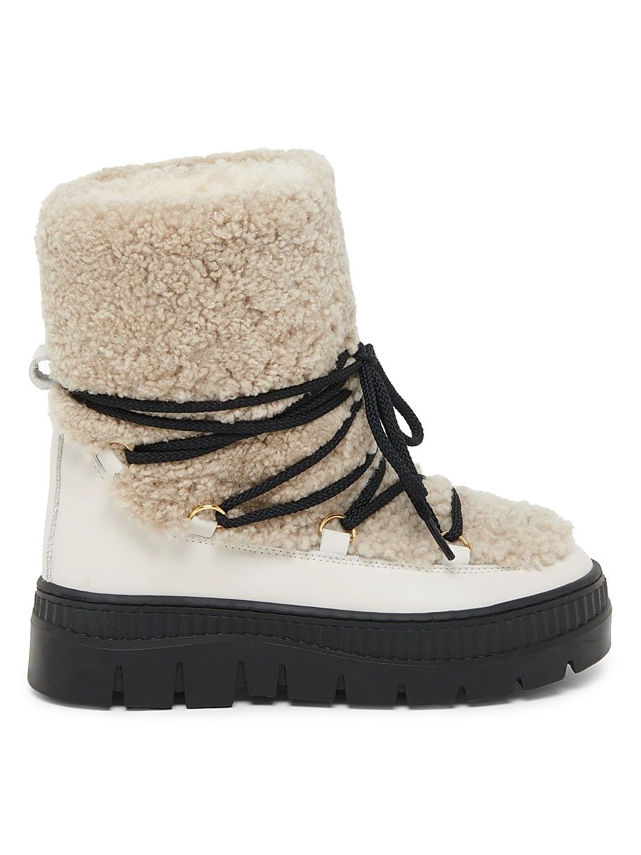 Women's Ice Cracker 55MM Shearling-Trimmed Leather Ankle Boots - Ice - Size 11