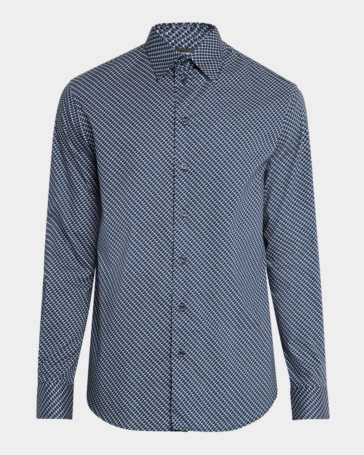 Men & apos;s Stretch Poplin Geometric Sport Shirt