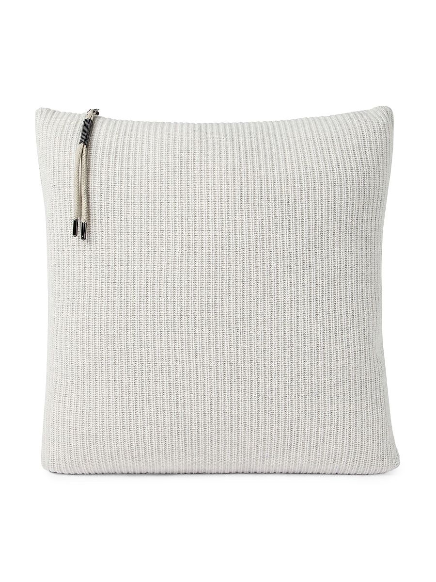 Cashmere English Rib Knit Cushion - Light Grey