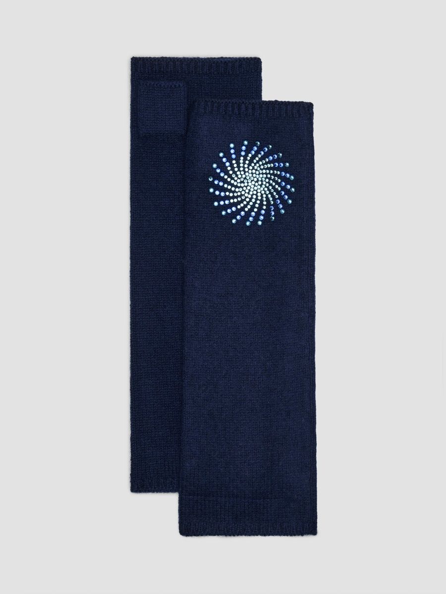 Carolyn Rowan Collection Women's Embellished Cashmere Fingerless Gloves - Navy