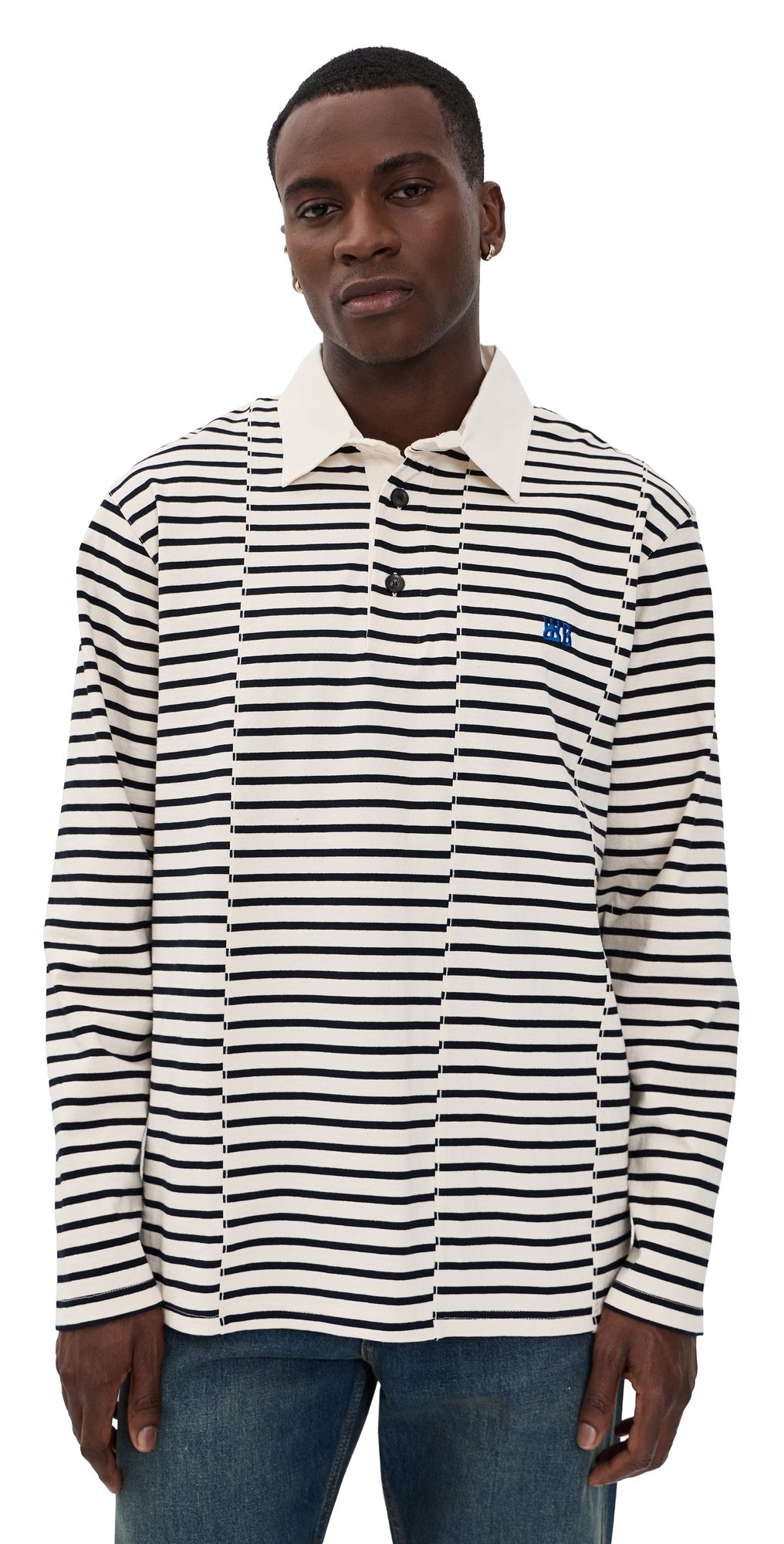 Wales Bonner City Polo Shirt IVORY / NAVY XL