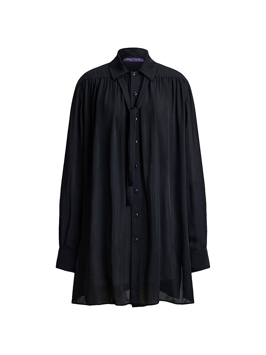 Women's Karmen Satin Shirt - Black - Size 8