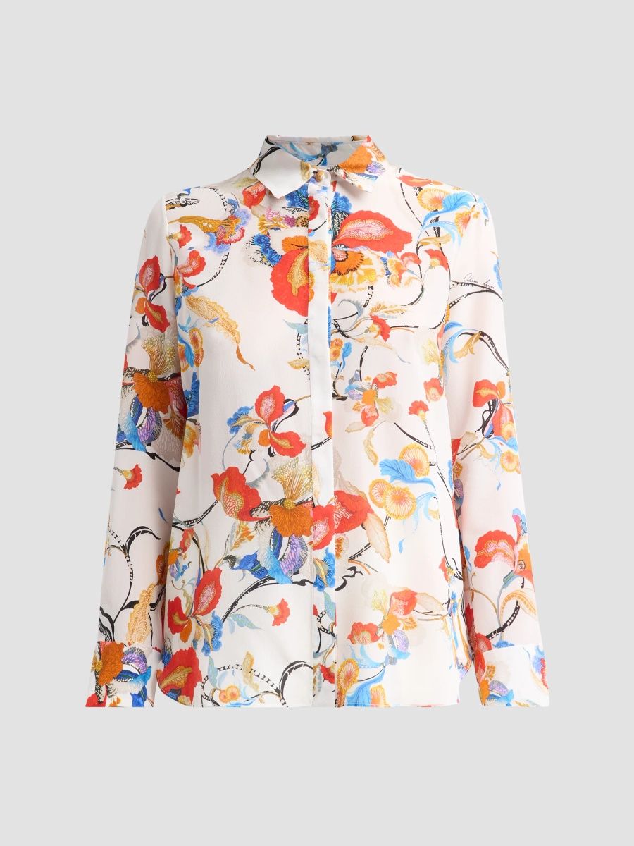 Adam Lippes Women's Mathias Floral Crepe De Chine Shirt - Ivory Floral - Size 0