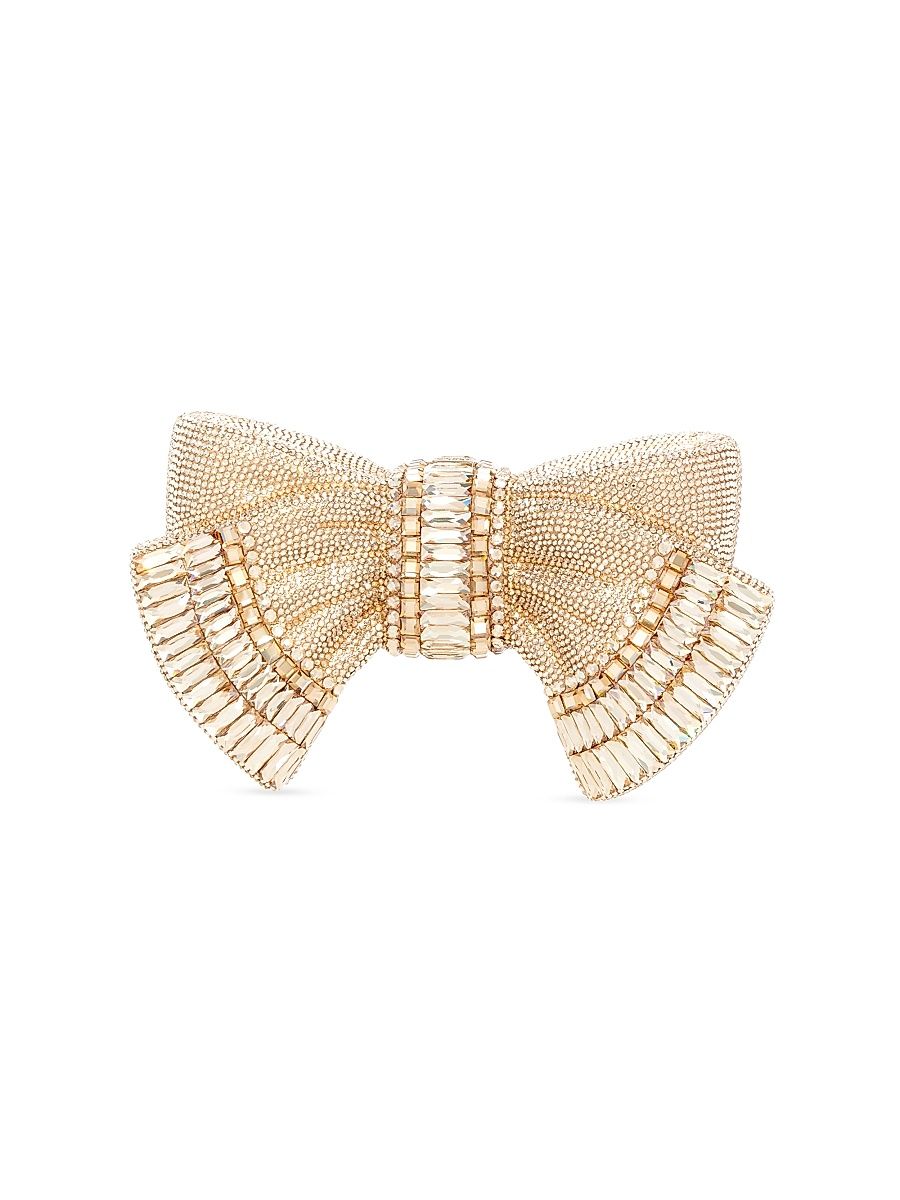Women's Crystal Bow Clutch - Silver Prosecco