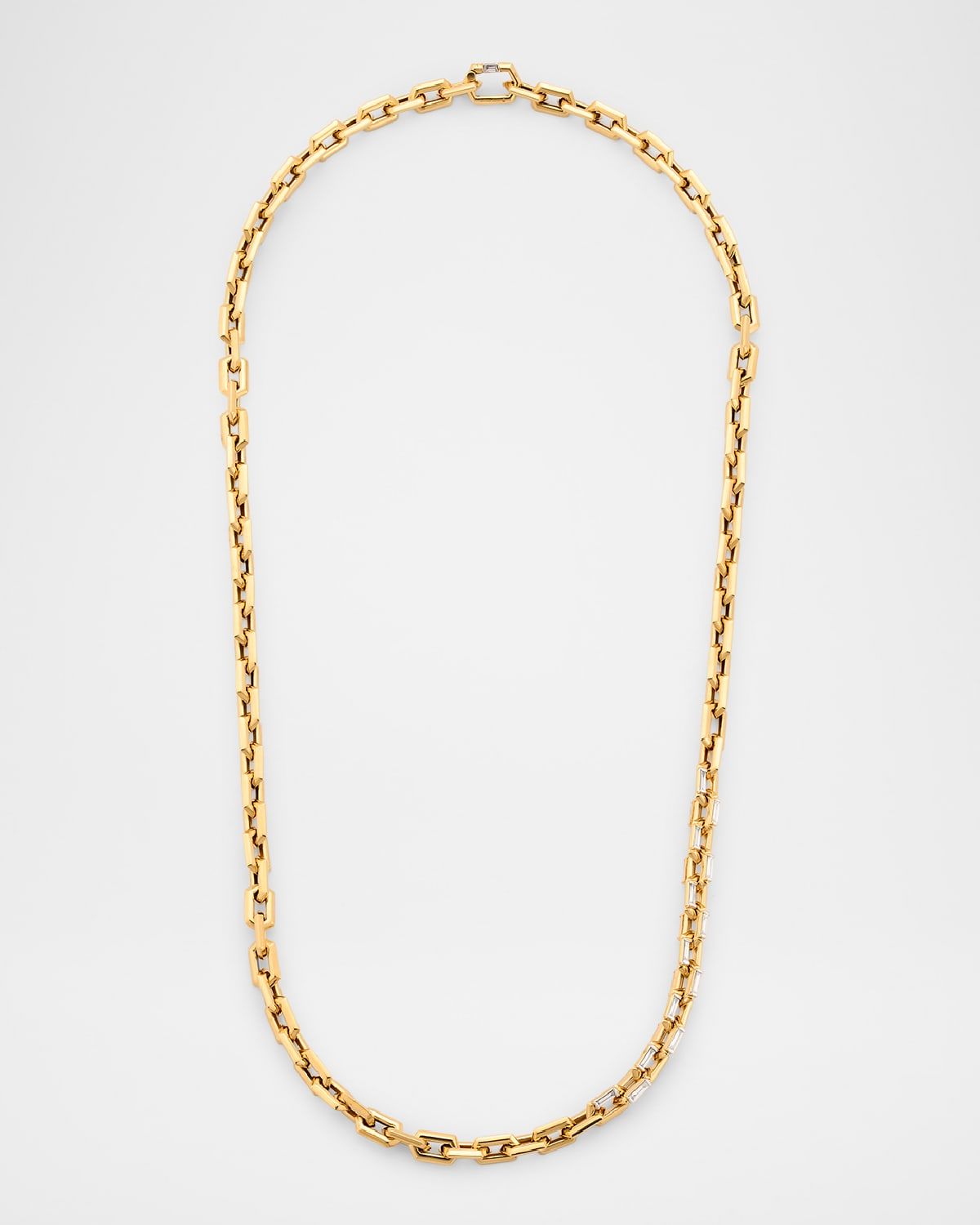 18K Yellow Gold Baguette Diamond Necklace