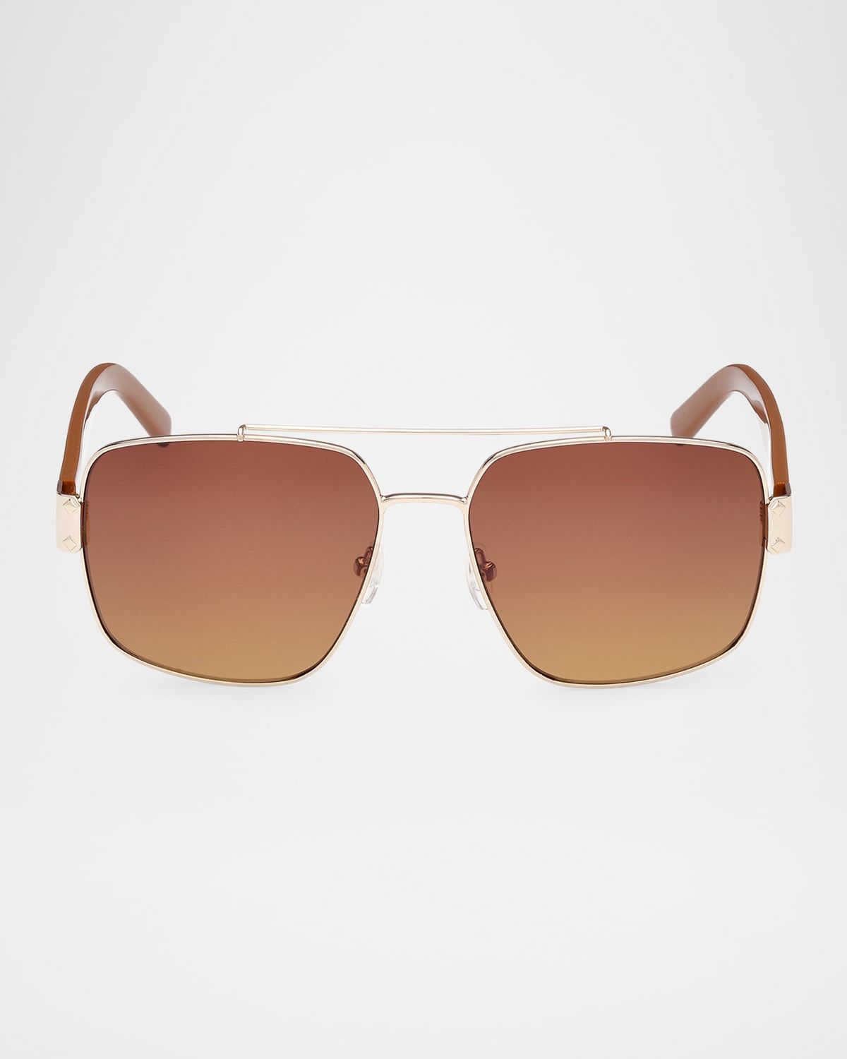 Men & apos;s MW0008M Metal Double-Bridge Square Sunglasses