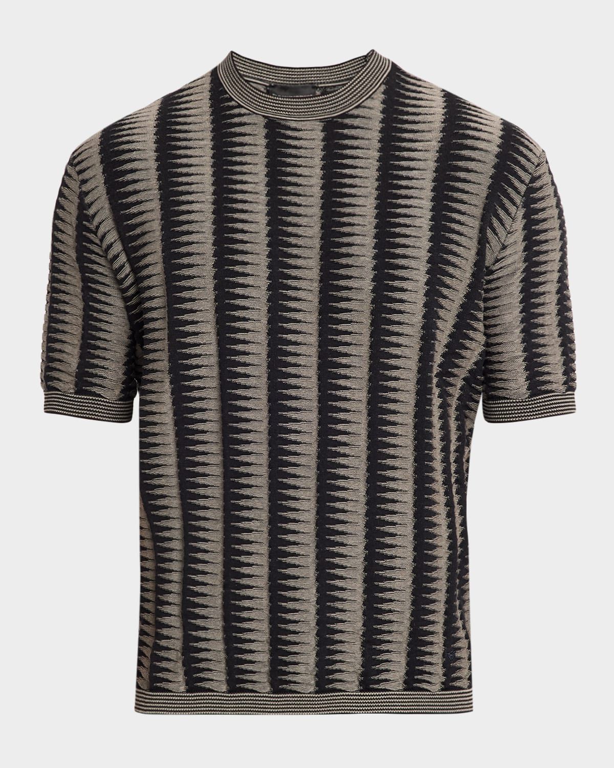 Men & apos;s Jagged Stripe Cotton Jacquard Short-Sleeve Sweater