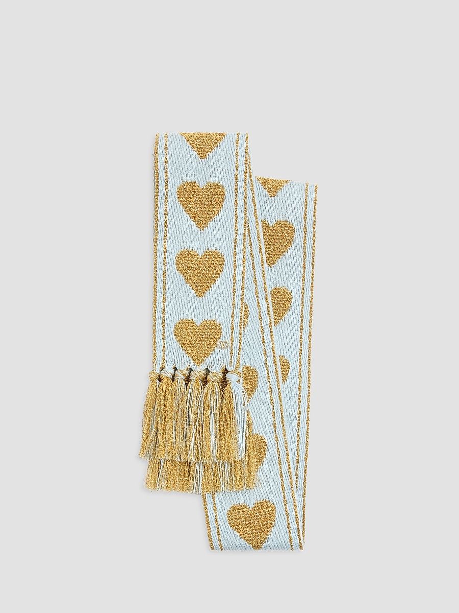 Women's Antibes Scarf with Metallic Fiber - Sky Blue Gold