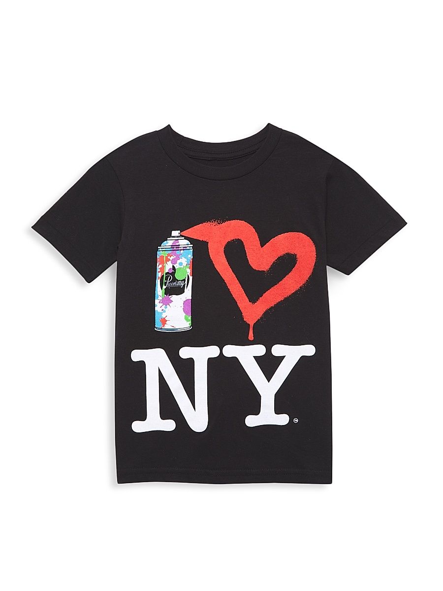 Little Kid's & Kid's Spray Paint NY T-Shirt - Black Multi - Size 12