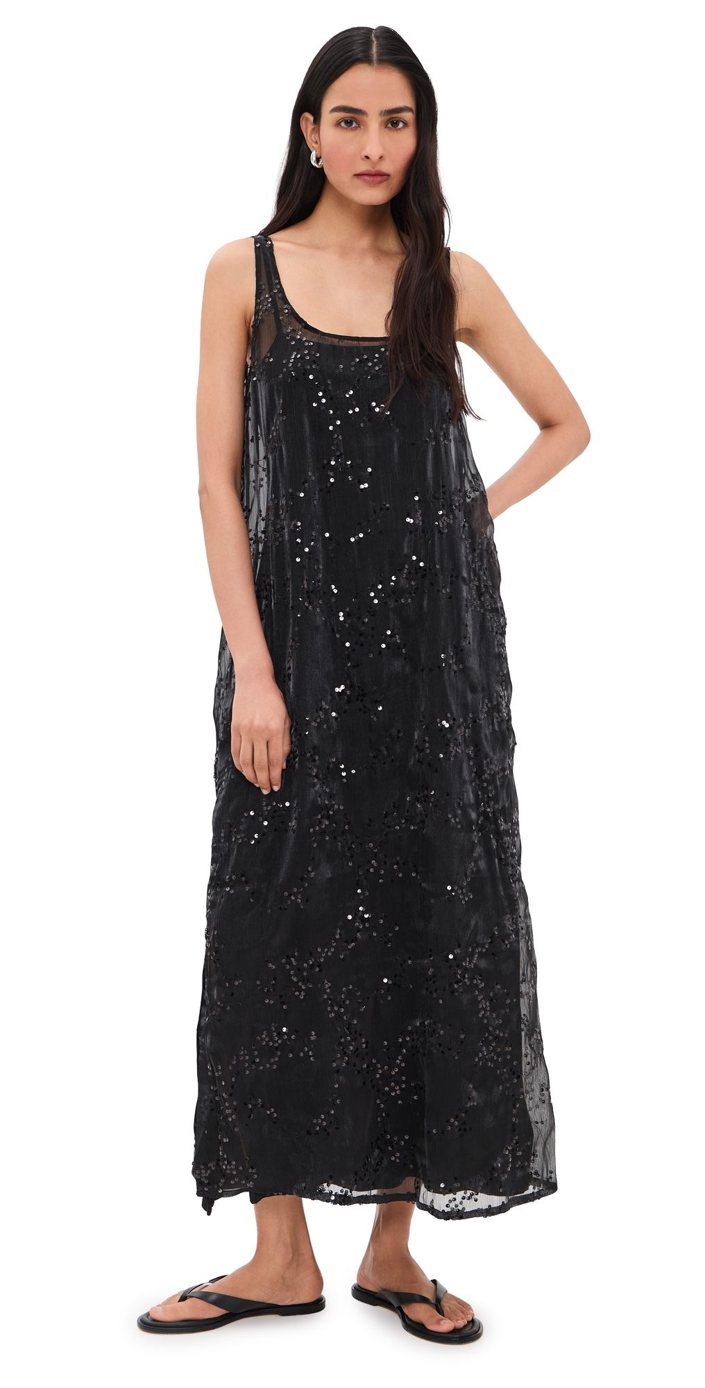 VRG GRL Neve Sequin Midi Dress Black Black L