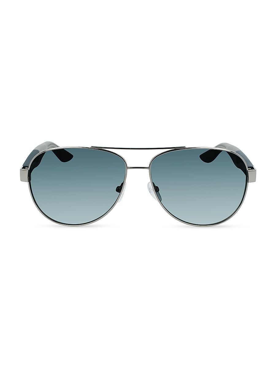 Men's Italian Lifestyle 62MM Aviator Sunglasses - Shiny Light Rutherium