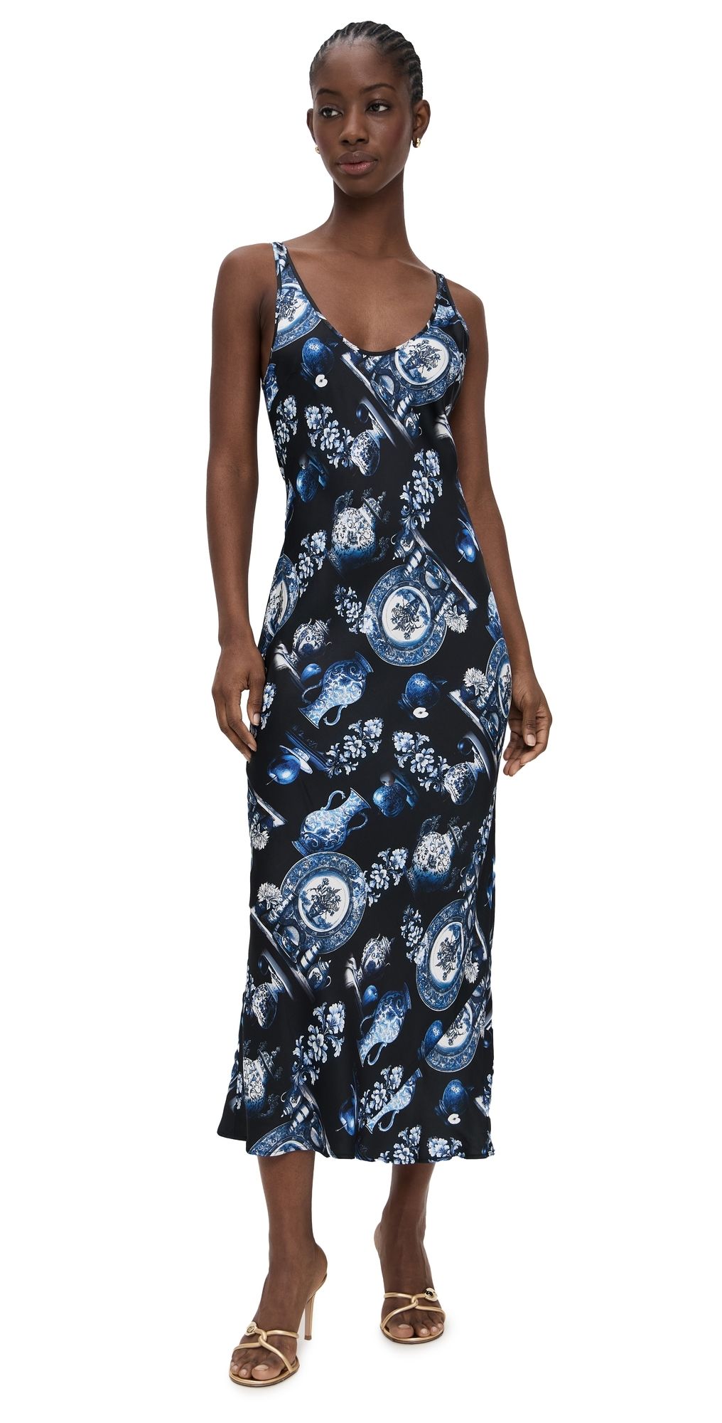 L'AGENCE Akiya Tank Dress Black/Blue Porcelain M