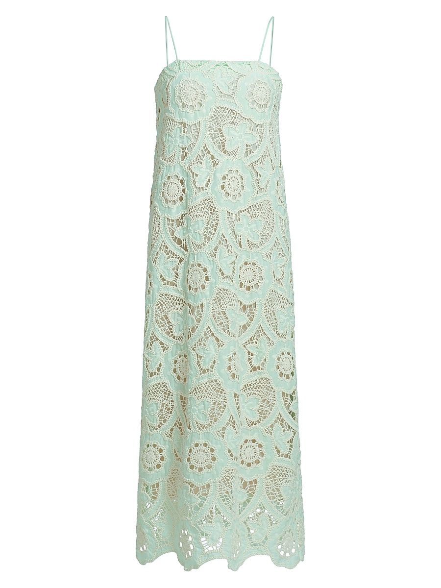Women's Carrie Crocheted Sheath Midi-Dress - Lagoon Lace - Size 12