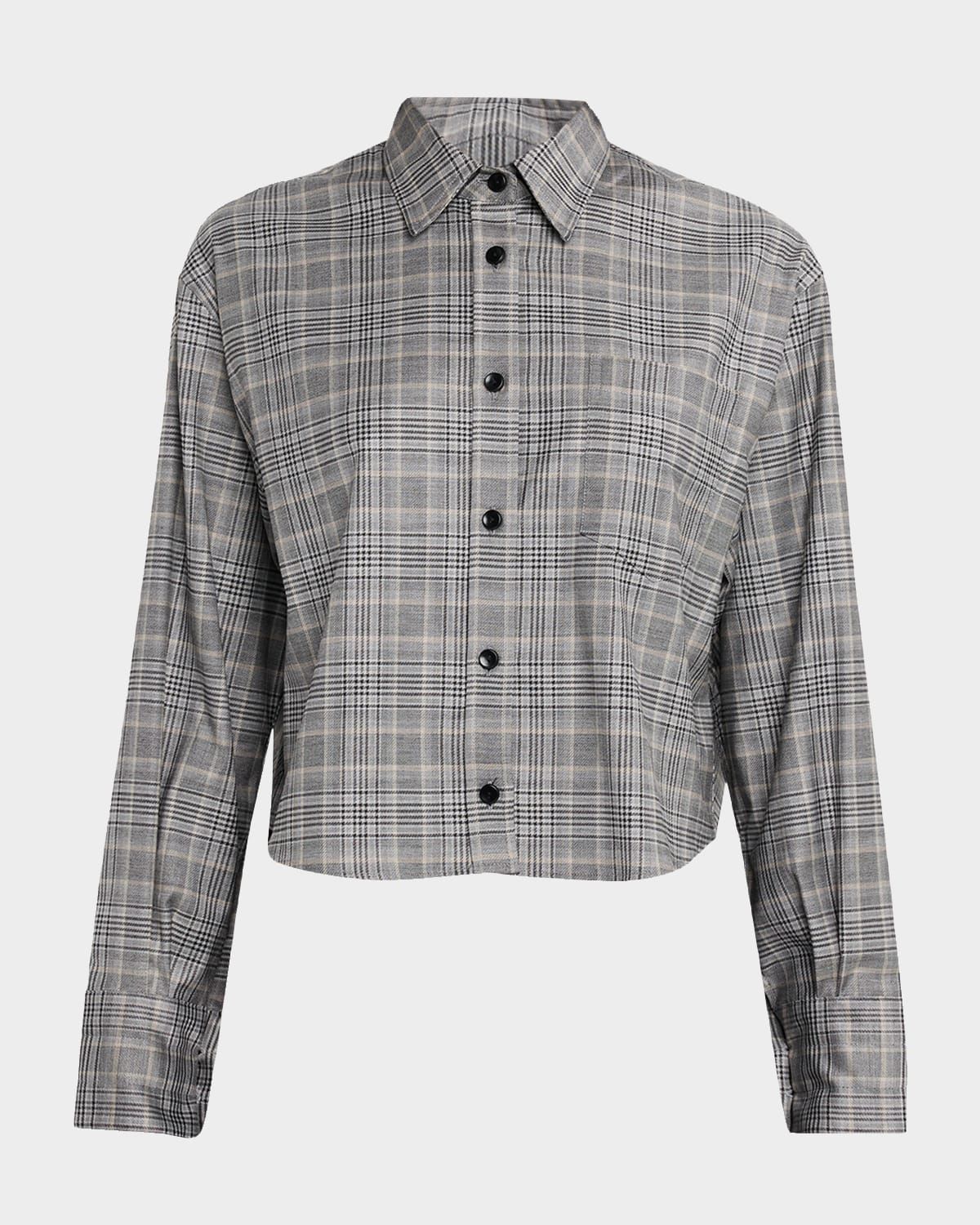 Plaid Oversized Cropped Shirt