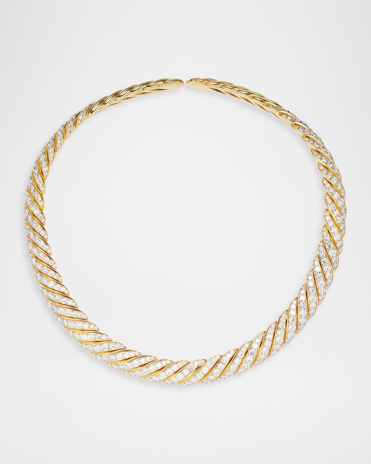 Sculpted Cable Flex Necklace with Diamonds in 18K Gold, 11mm