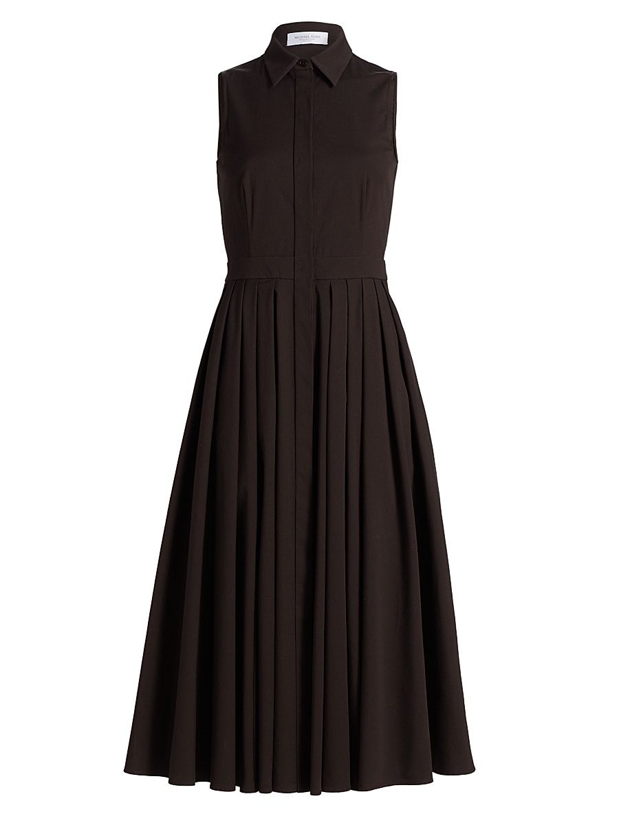 Women's Sleeveless Poplin Shirtdress - Chocolate - Size 6